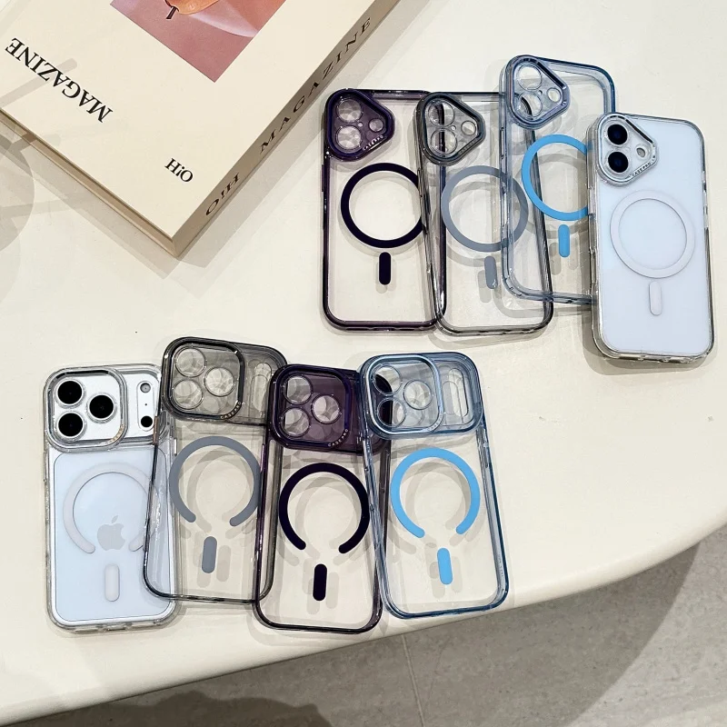 

Acrylic2.0Metal-plated button magnetic case is suitable foriphone17promaxPopular mobile phone cases, trendy and simple13Series o