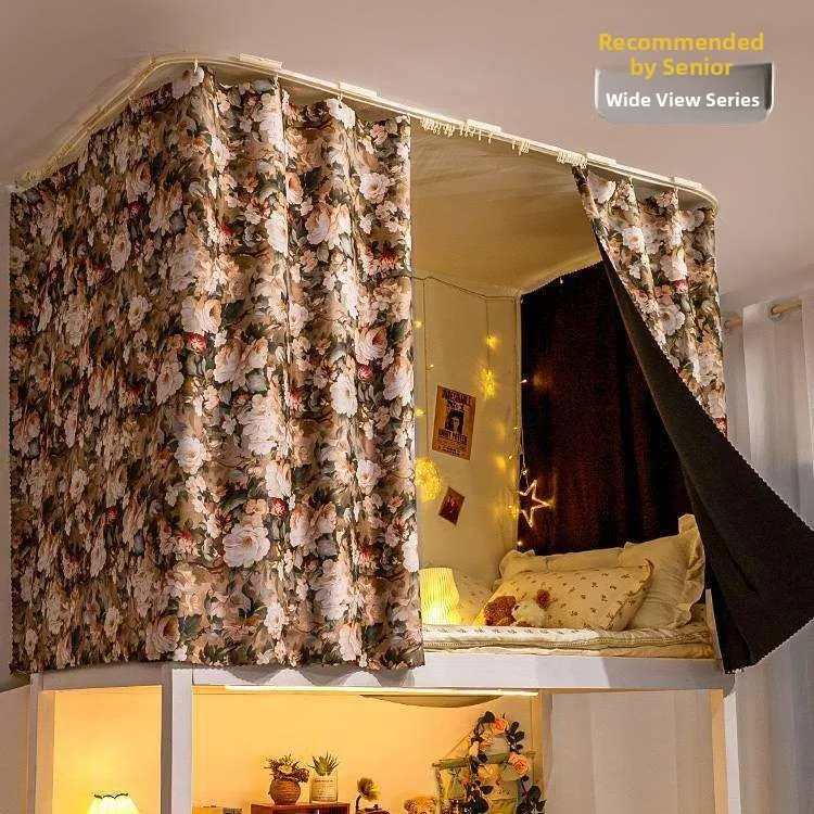 U-Track Bed Curtain with Mosquito Net Integrated Screen Bottom Bunk Bed Universal Breathable Polyester A-Grade Mosquito Proof