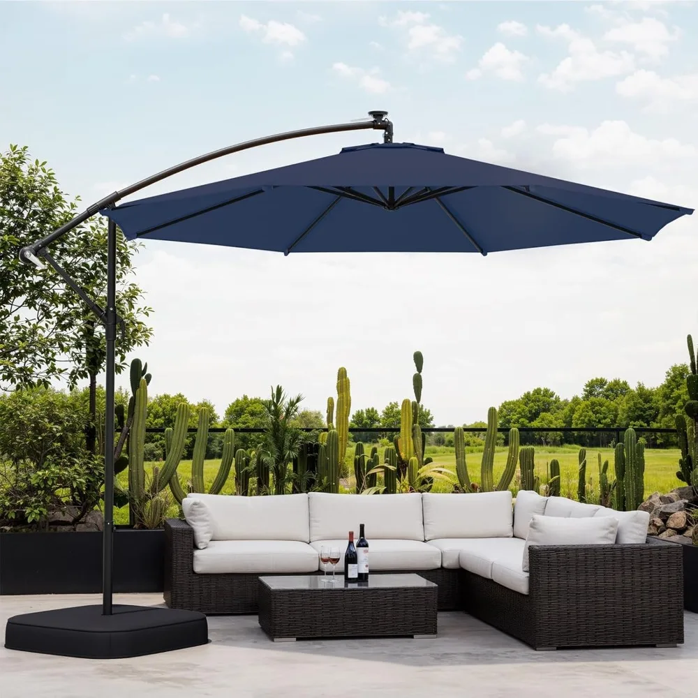 

10ft Patio Umbrella with Base Included, Infinite Tilt, Outdoor Offset Cantilever Umbrella, UV Protection for Backyard, Lawn