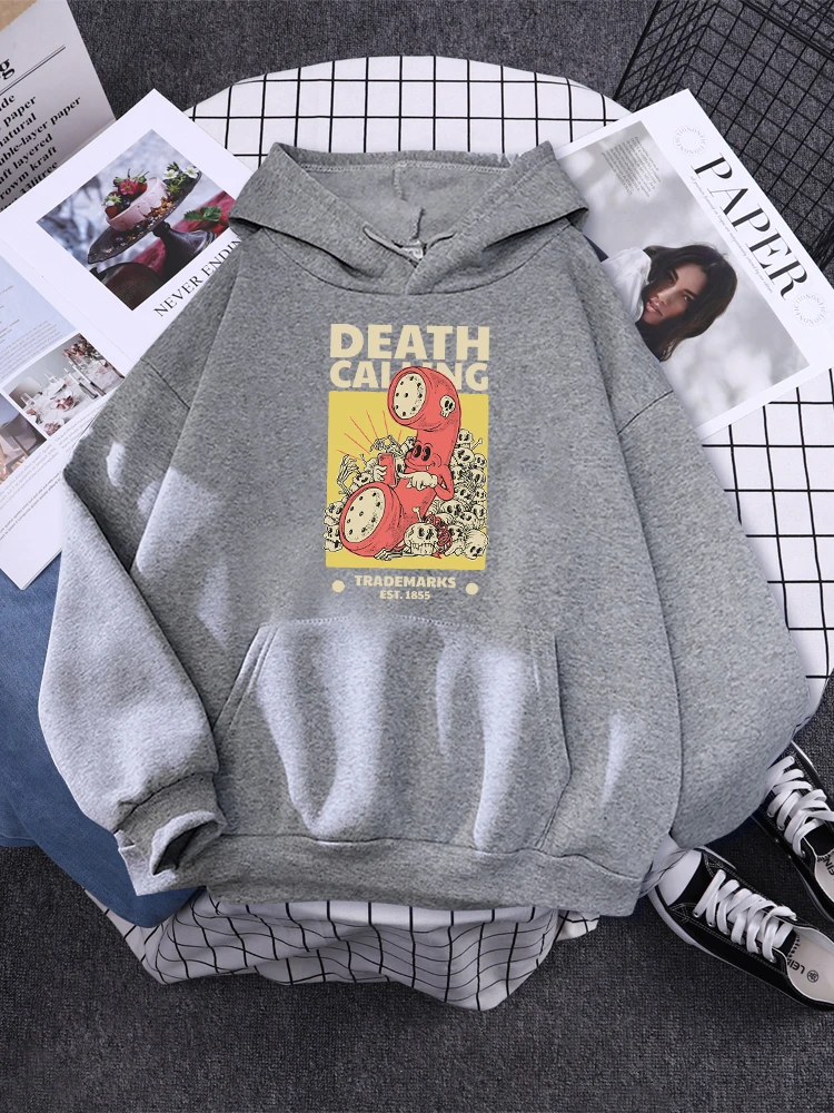 

Dead Calling Est.1855 Design Woman Clothing Hip Hop Loose Streetwear Creativity Multicolor Hoody Street Pocket Female Hoodies