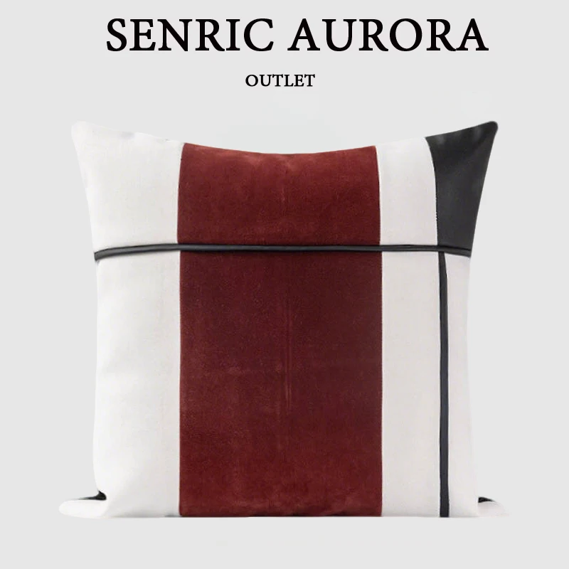 Design Design Luxury Cushion Cover 30x50 45x45 50x50cm Wine Red Black Stitching Square Pillowcase For Home Hotel Bed Living Room Sofa - Aliexpress Deal