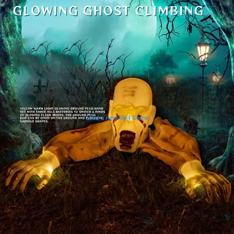 

Y55E New Halloween Horror Skull Head Hands Hands Halloween Decor Horror