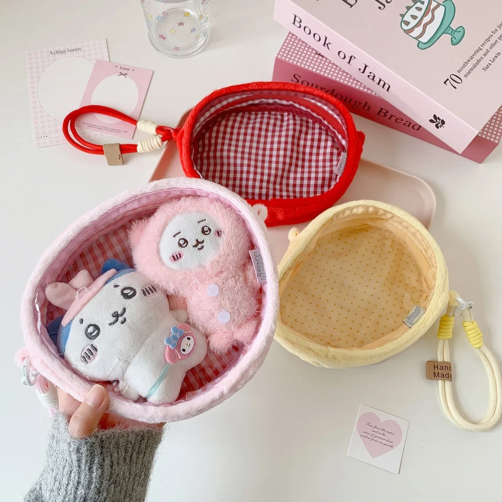 

Kawaii Fruit Shaped Ita Bag PVC Transparent Plush Doll Display Storage Bag Women Cartoon Dustproof Organizer Pouch with Lanyard