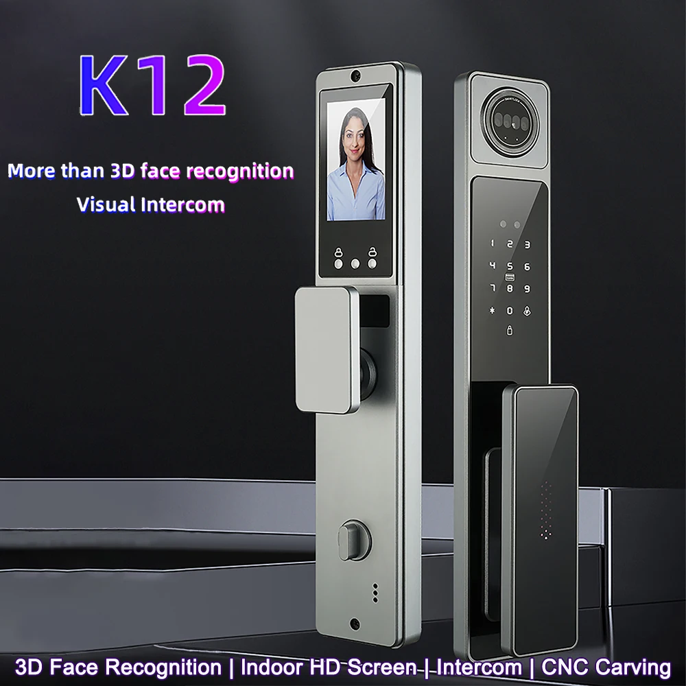 

3D Face Recognition Digital Door Lock Bluetooth WiFi VLINK Voice Intercom Fingerprint Password IC Card Smart Door Lock Unlock