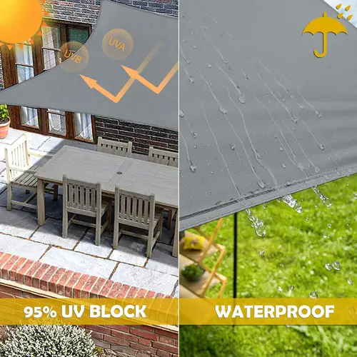 Imagen 2 del producto Vela parasol gris, toldo protector solar impermeable para jardín, dosel con cuerdas libres, 95% bloque UV, dosel para sombra, cubierta para refugio de jardín
