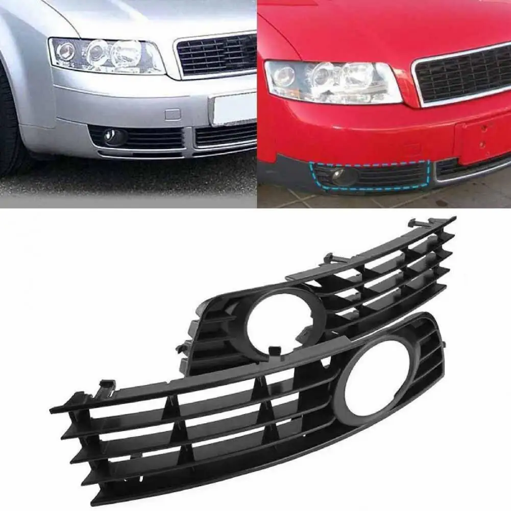 Fog Lamp Grille Anti-collision Tough ABS L/R Front Bumper Fog Light Grille 8E0807681 8E0807682 for Audi A4 B6 2001-2005