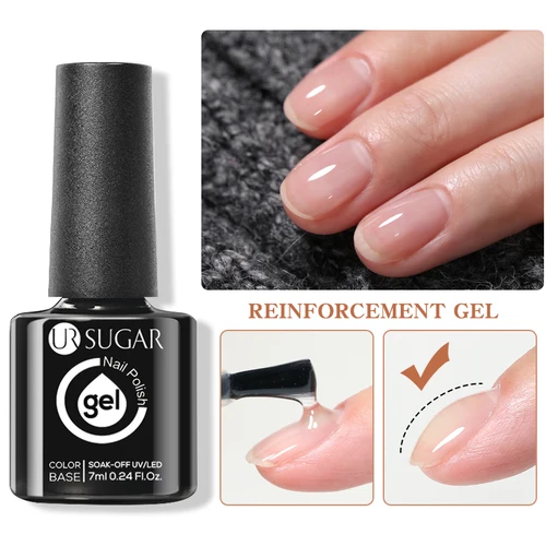 Imagen 2 del producto UR SUGAR-Gel de Base gruesa de fibra de goma, Gel de refuerzo superior, preparación de uñas transparente, capa superior de Base de barniz LED UV, 7ml