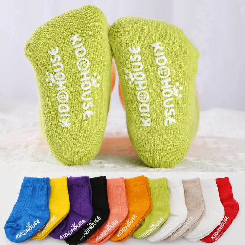 

10 Pairs/lot 0-3Y Baby Socks Spring Autumn Pure Cotton Floor Socks Non Slip Middle Tube Cute Pinkycolor Children's Socks