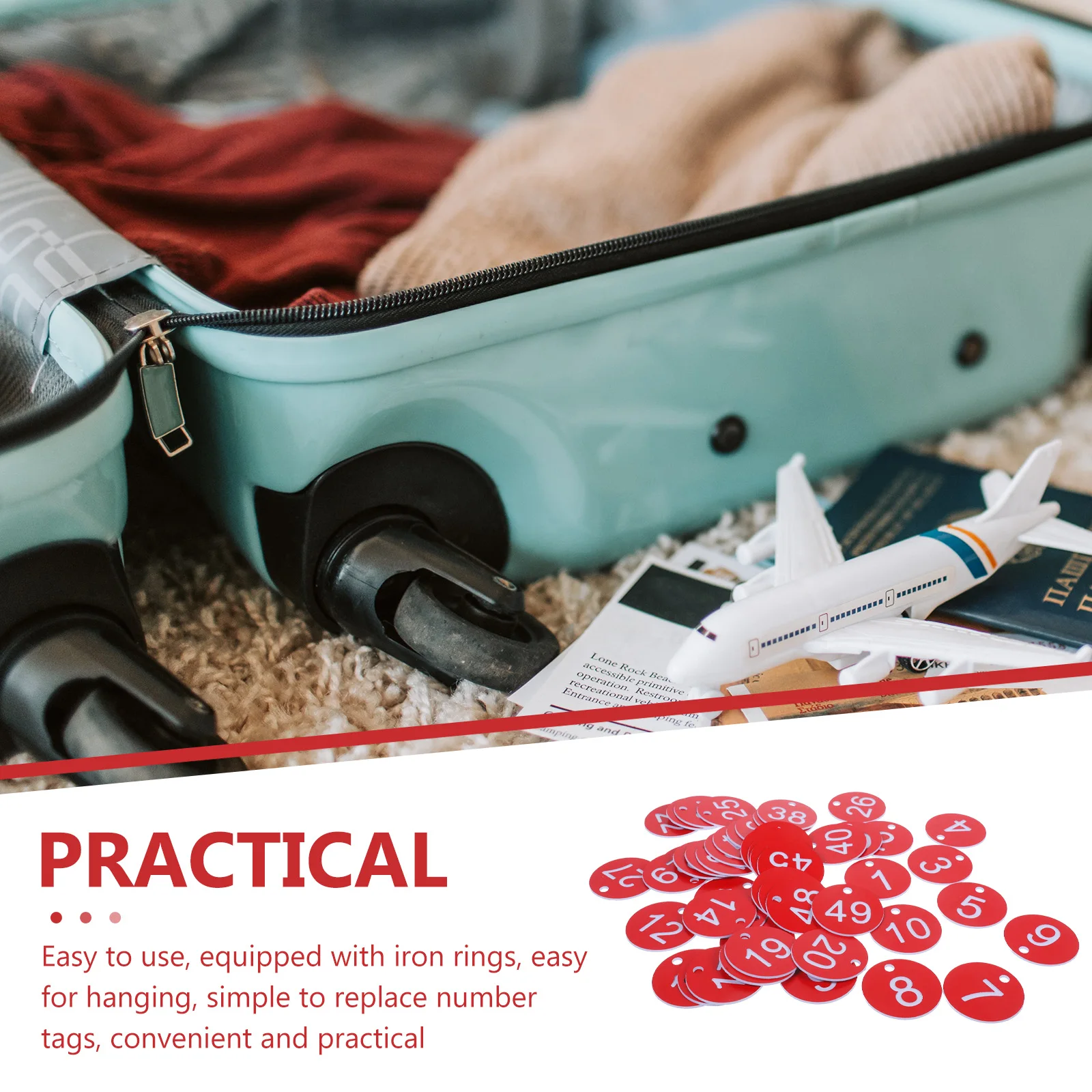 

50Sets Round Number Tags Acrylic Portable Hanging Key Tags for Marking Identification Queuing Key Tag Number Tag