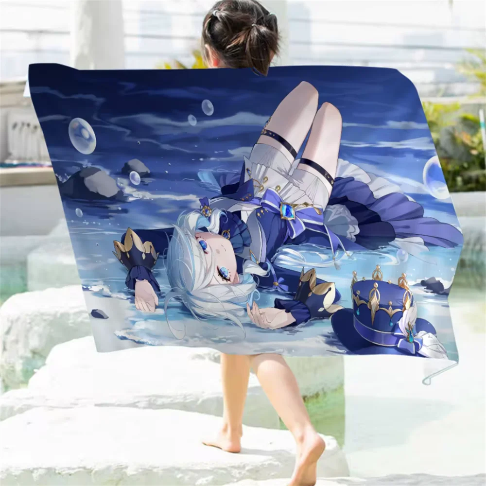 G-Genshin I-Impact F-Furina Towel Microfiber Beach Towel Absorbent Quick dry Soft Yoga Swimming Resort Mountain Climbing Towel