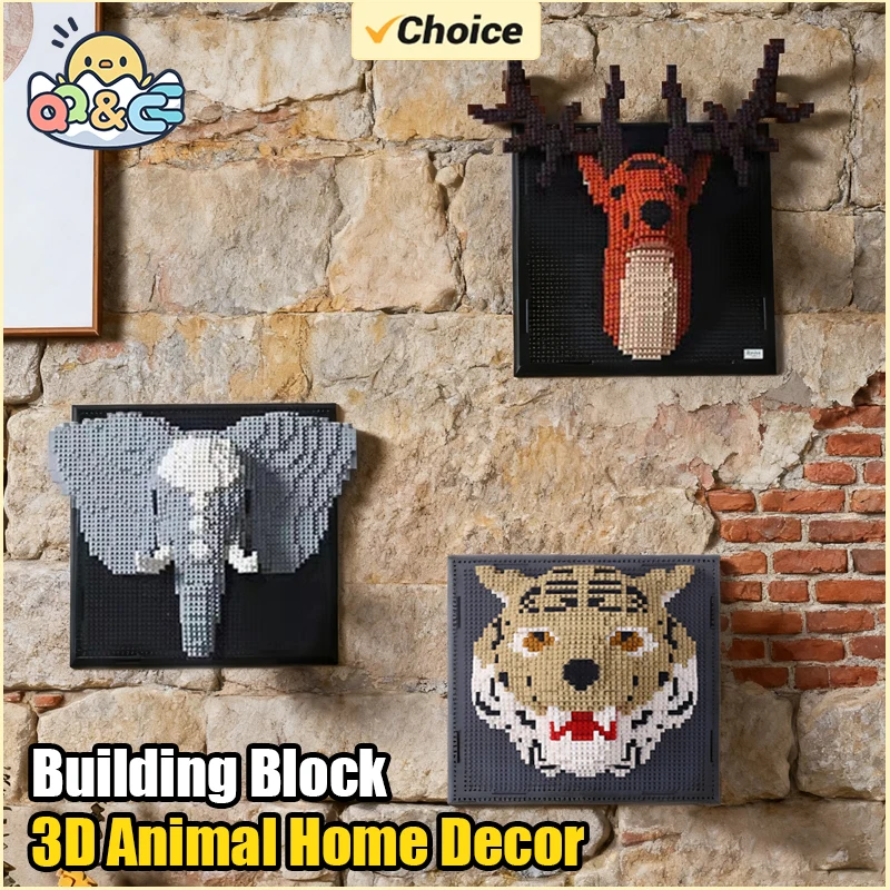 

3D Animal Building Blocks Elephant Tiger Chinese Dragon Diy Murals Decoration Ornaments Bricks Tiger Puzzle Toys Base Kids Adult