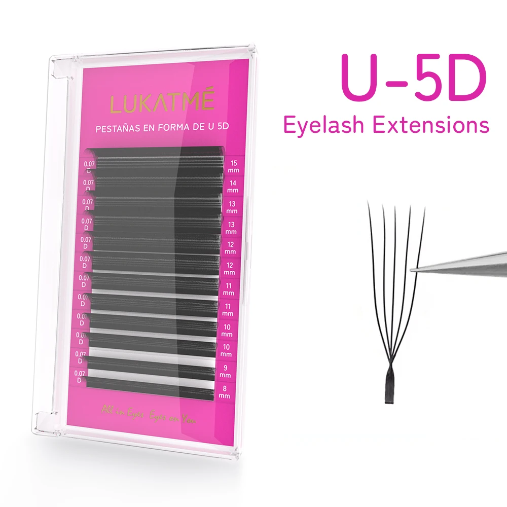 

LUKATME U 5D Eyelash Extensions 0.07mm 8-15mm Practice Eyelash Training Premade Fans Ultra Fluffy U 5D Lashes