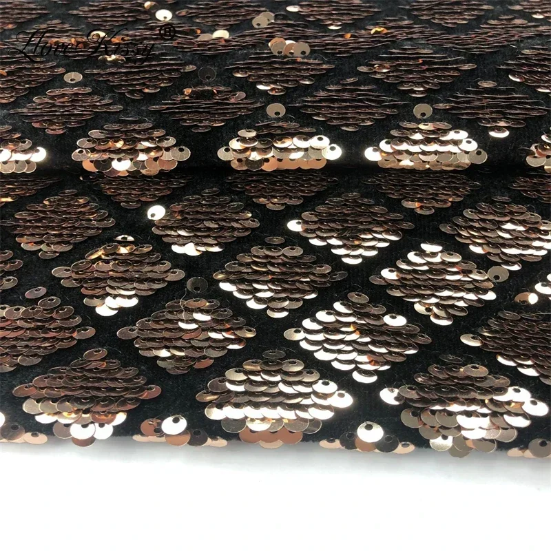 DIY 5MM tela de lentejuelas de terciopelo bordado tela con purpurina de diamante por yarda para vestidos de fiesta de ancho: 125CM