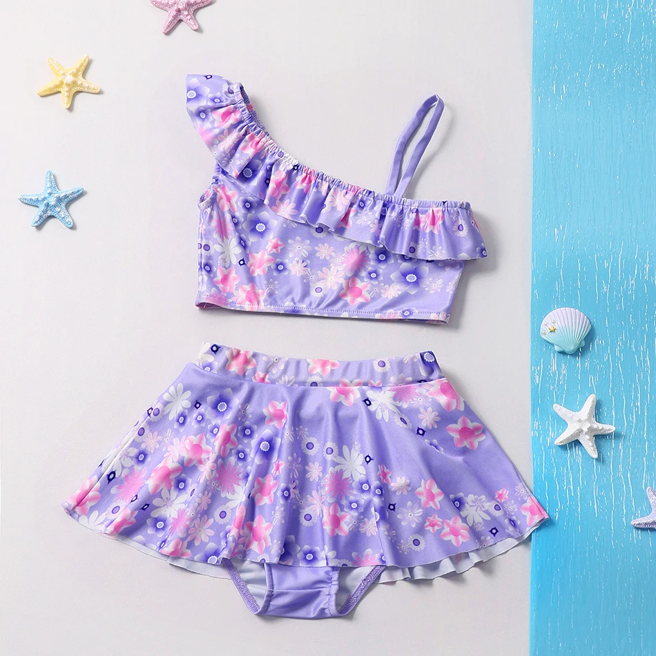 Baby Swimwear Girl Summer Swimming Beachwear Children Pool Two-piece Kids Mermaid Clothes Fly Sleeve Princess Swimsuit 3-10 Year