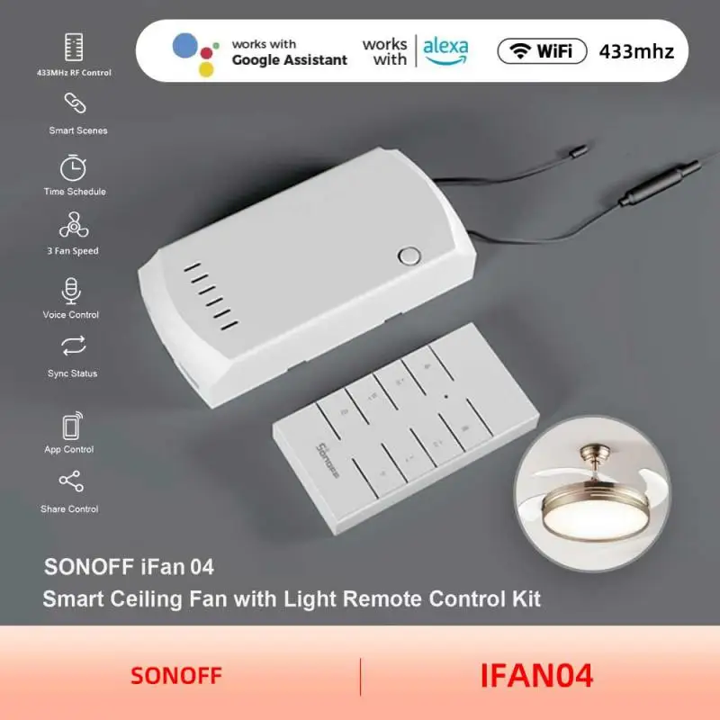 SONOFF IFan04 WiFi Smart Ceiling Fan Light Switch Controller eWelink App RM433 433 RF Control Support Alexa Google Alice Ifttt