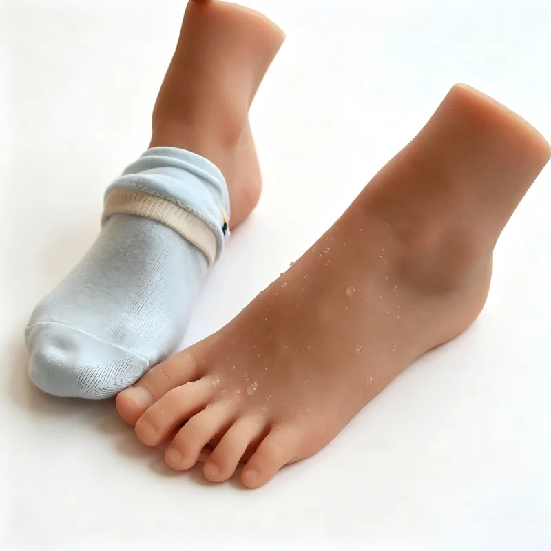 Size 31 Small Feet Realistic Silicone Foot Model for Photography Fake Nail Art Display Showcasing Stockings Dark  Color H3100