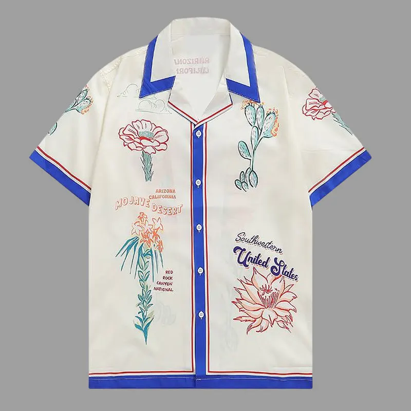 2023 Spring Hawaiian Shirts Summer Shirt Men  Streetwear Flower Plant Print Beach Shirt Hip Hop  Casual Tropical Holiday Tops