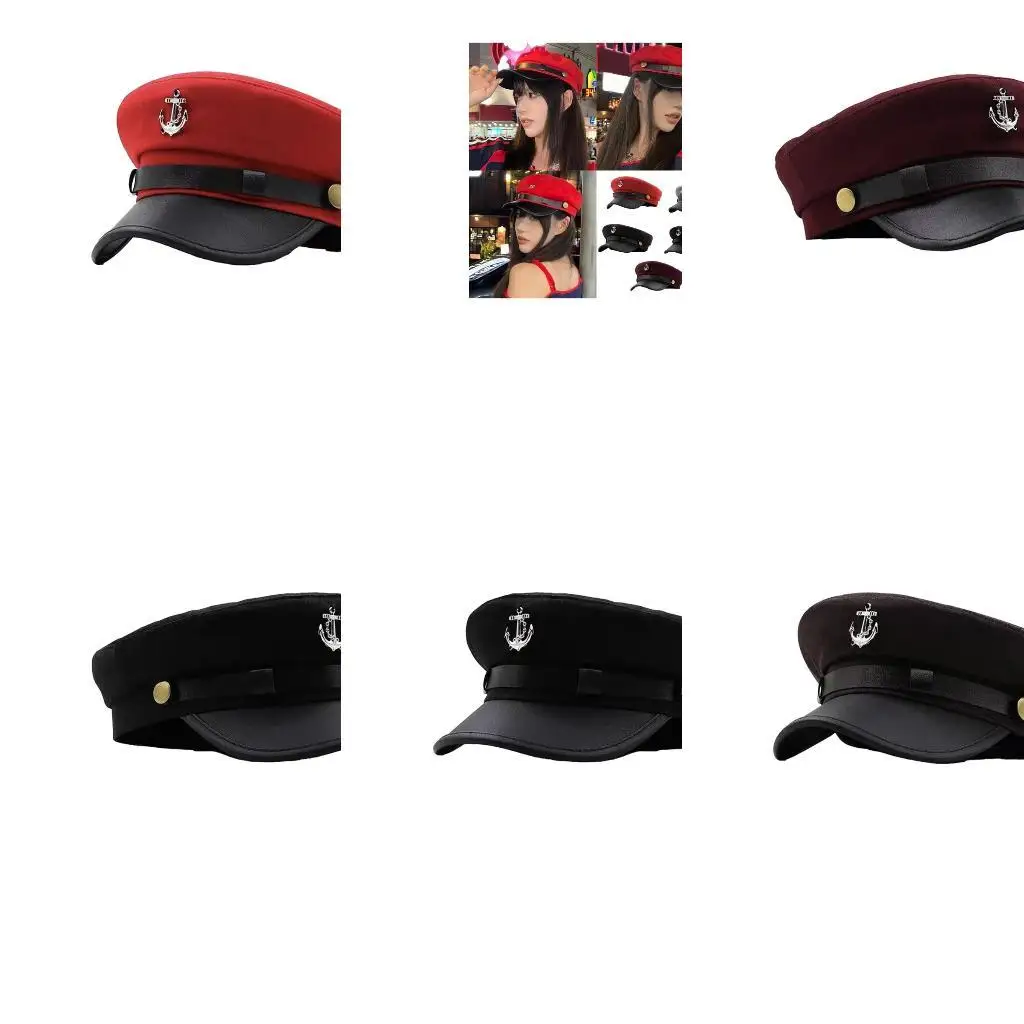 

39BB Breathable Wool Sailor Hat Traditional Warm Hat with Leather Band Winter Accessory