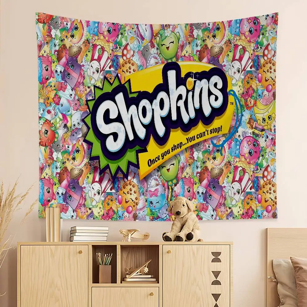 Bonito S-Shopkins Anime Tapeçaria Decoração de suspensão de parede Decoração de casa pendurada na parede