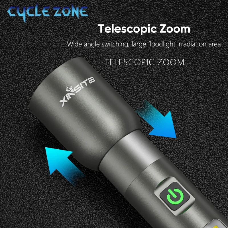 ไฟฉาย LED แบบพกพา Type-C ชาร์จไฟฉาย Zoomable Spotlight พร้อม COB ด้านข้างกลางแจ้ง Camping ไฟฉายฉุกเฉิน