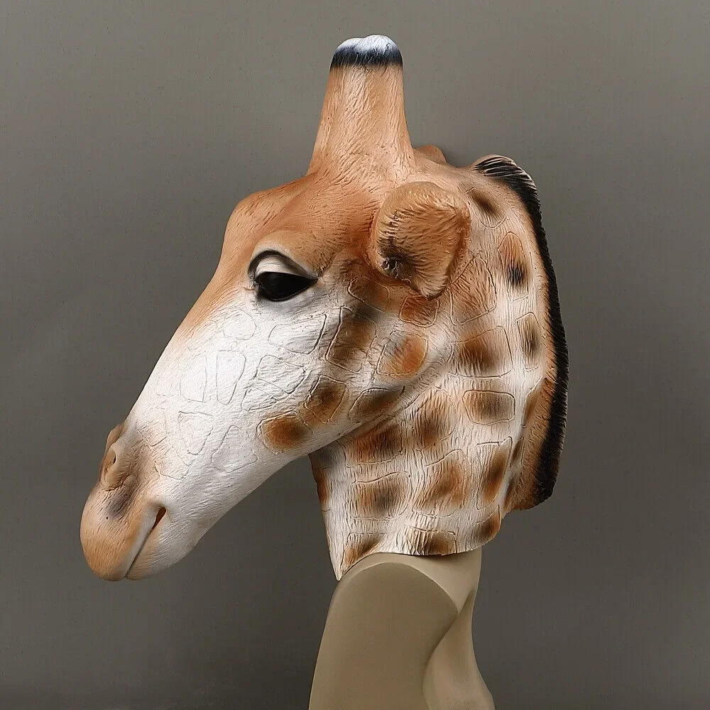 Masque de Cosplay en Latex avec Girafe, Accessoires pour Animaux du Zoo, pour Halloween, Tim