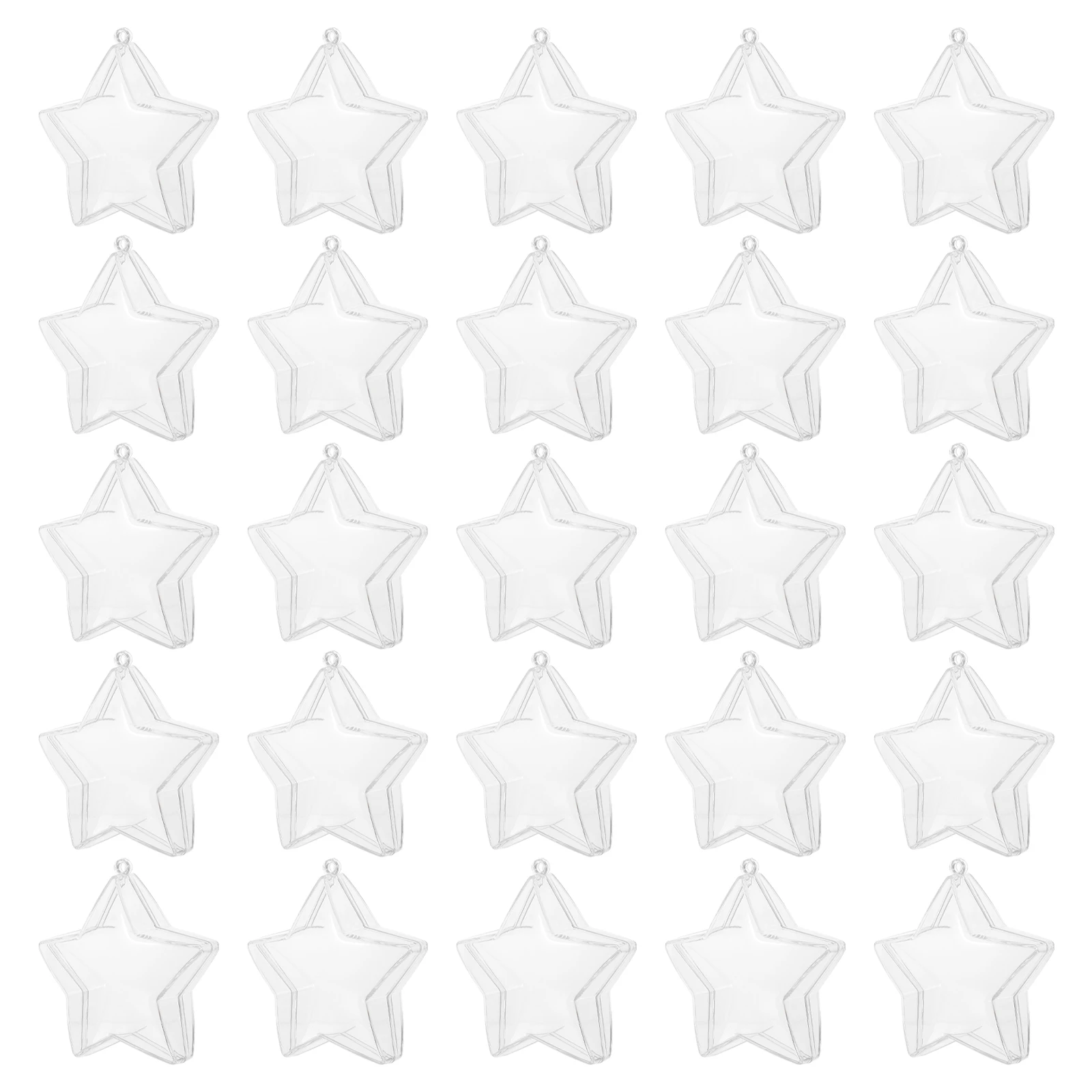 25Pcs Clear Star Candy Box Transparent Plastic Fillable Hanging Baubles Treat Containers Christmas Holiday Gift Star Treat