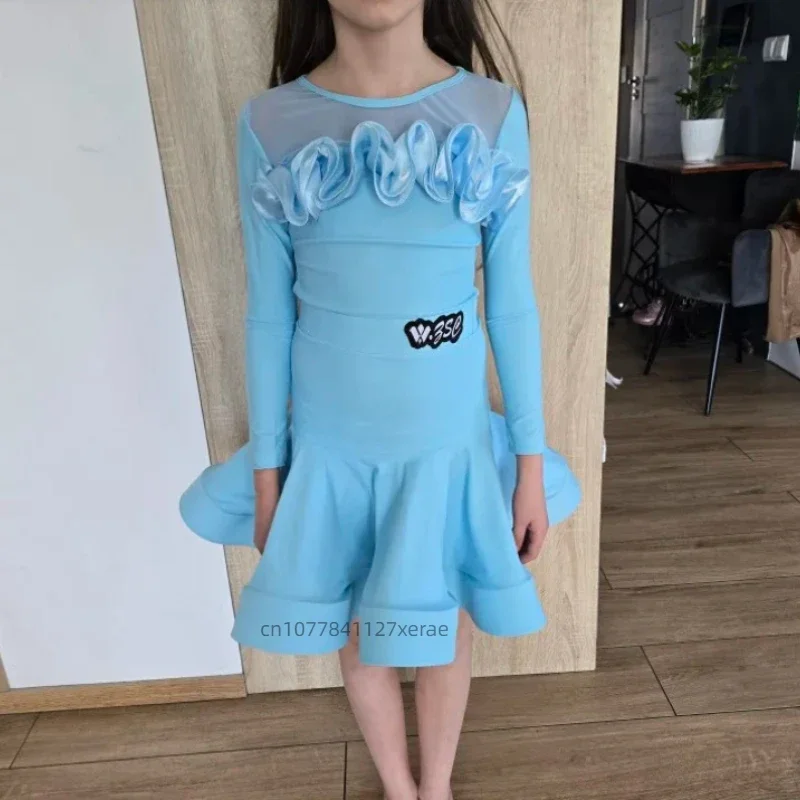 

Одежда для латиноамериканских танцев для детей и женщин: новые простые и модные костюмы для латиноамериканских танцев, с длинными рукавами, для выступлений, для девочек