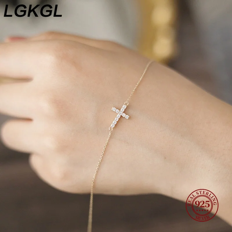 

LGKGL Cross bracelet sterling silver women fine diamond light luxury design simple niche cross-border hot sale 2024 new