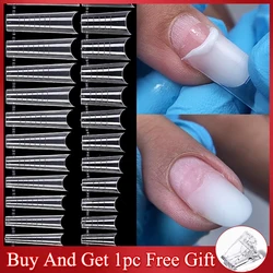 60Pcs/Bag Nail Forms For Nail Extension Half/Full Cover Nail Tips For Quick Building UV Gel Long Coffin False Tips Nail Forms