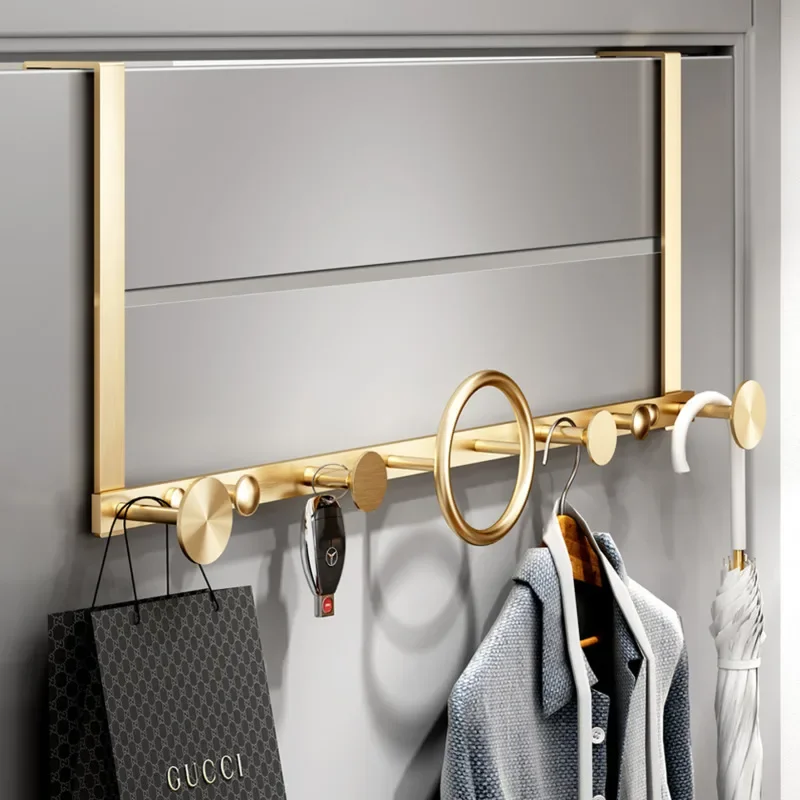 Light Luxury Over-the-Door Hook Brass Hanging Rack Sturdy Durable Towel Holder Strong Load-Bearing Ring Bathroom Organizer