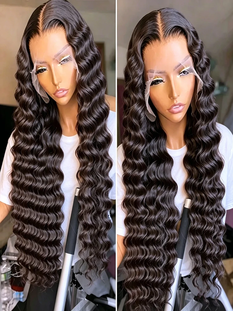 

Premium 13x6 Lace Front Wig 300% Density Loose Deep Wave Curly Brazilian Human Hair Preplucked Wigs For Black Women 30 42 Inch