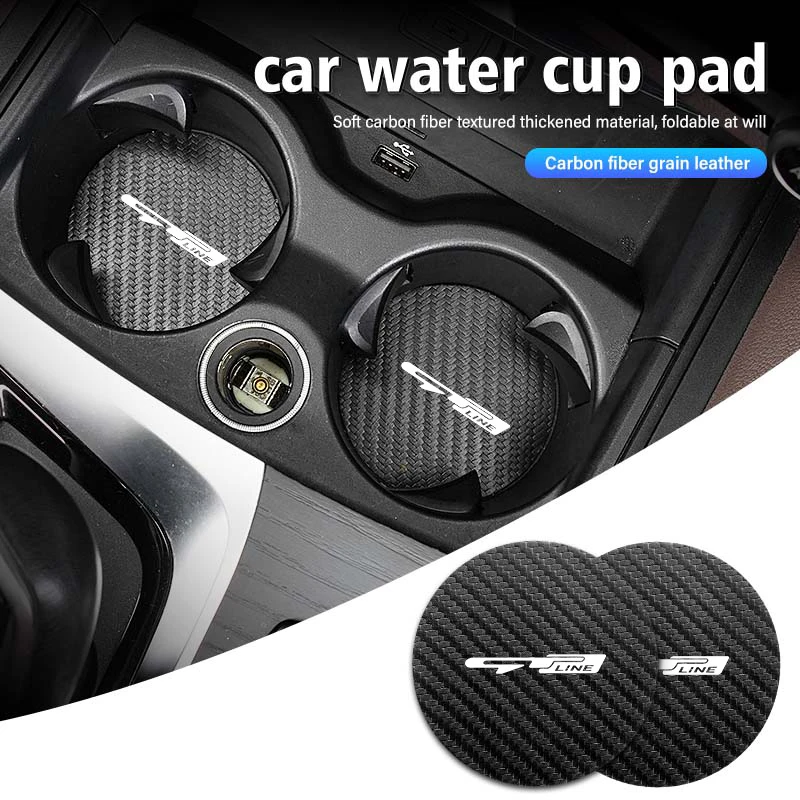 Carbon Fiber Car Coaster Water Cup Mat Drink Anti-slip Pad For KIA Rio K5 K2 Sportage Ceed Sorento Picanto Stinger Soul