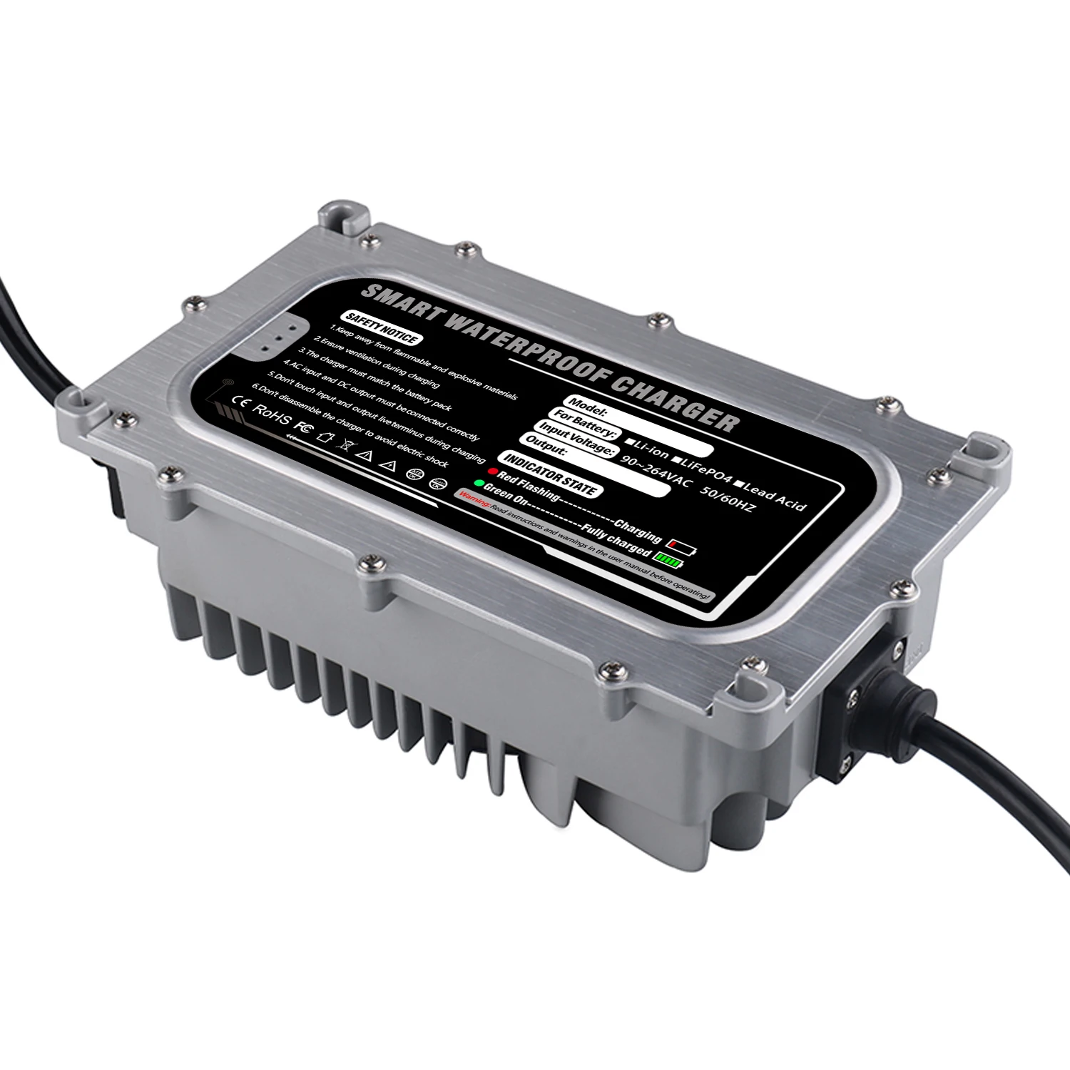 

54.6V 10A Li-ion Battery Waterproof Charger,IP67 Waterproof, Usd For 13S 48V Lipo/LiMn2O4/LiCoO2 Battery Fast Charger WAOUKS