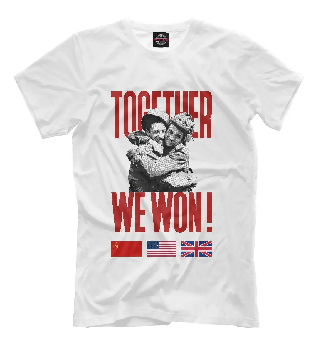 Russia USA Great Britain Together We Won! Victory Poster T-Shirt. Summer Cotton Short Sleeve O-Neck Mens T Shirt New S-3XL