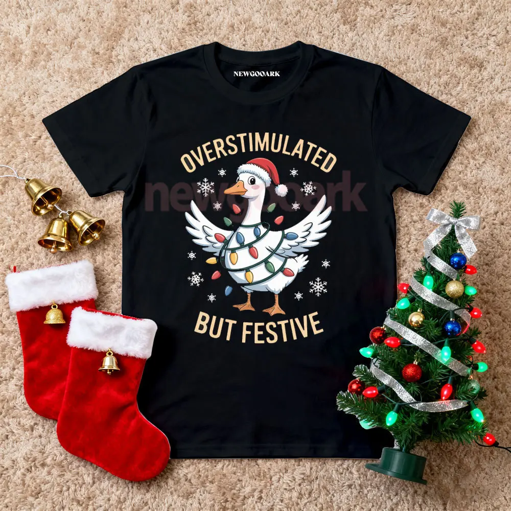 

Забавная рождественская футболка с надписью «Утичные огни» для женщин и мужчин, новогодние хлопковые футболки с принтом и круглым вырезом Camisetas