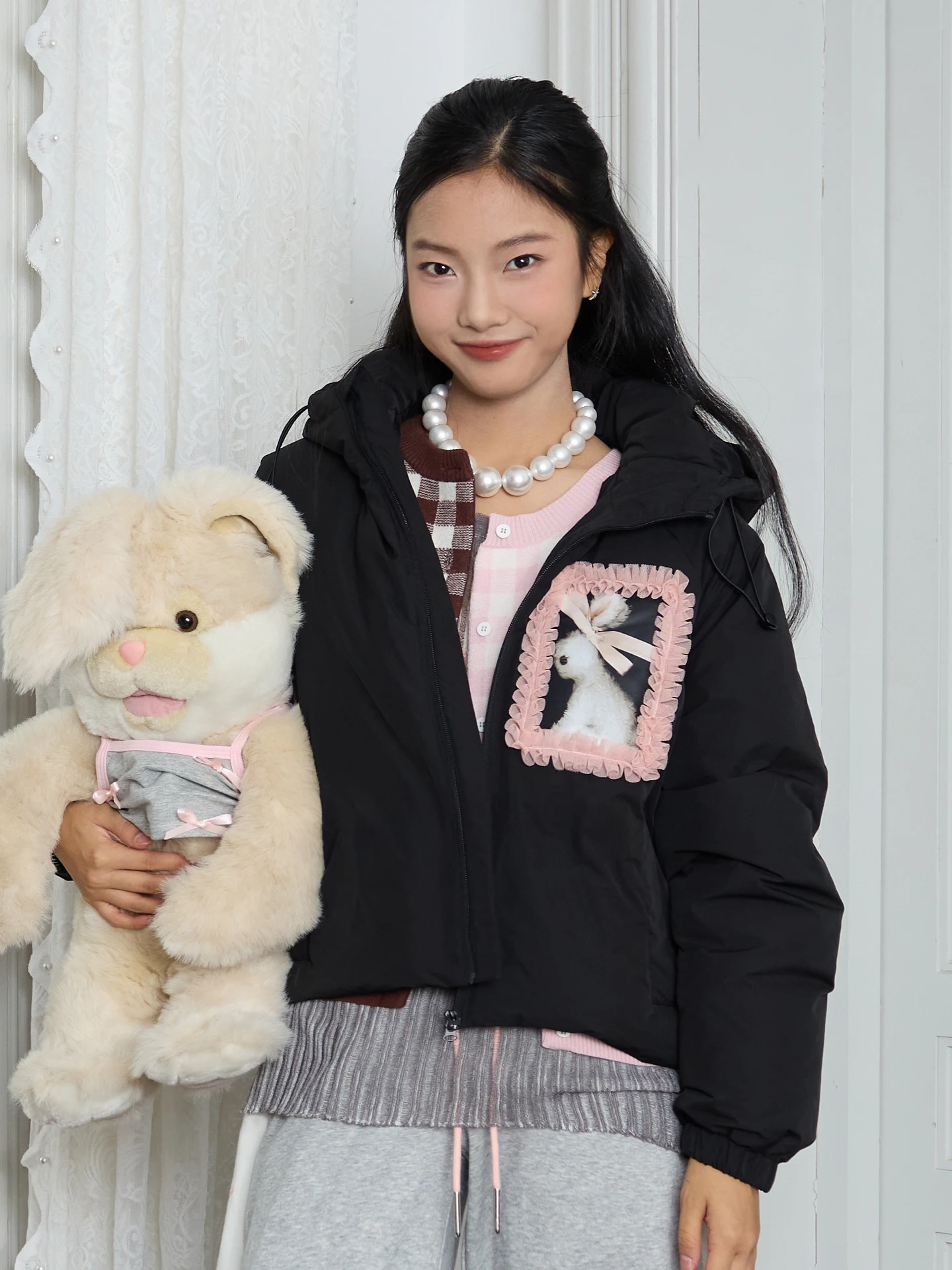 

Теплая куртка из кроличьего пуха с лямками, новая, свободного кроя, повседневная, на молнии, удлиненная, прямого кроя...