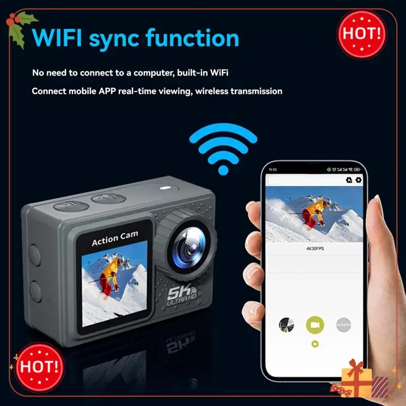 

Durable-Action Camera Waterproof Action Camera Action Outdoor Camera Anti-Shake 170°A+ Grade High Resolution Wide Angle Lens