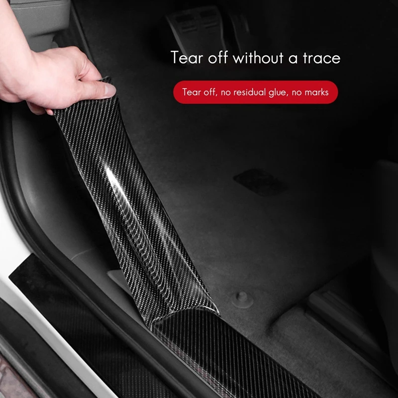 Car Carbon Fiber Door Sill Strip, Door Anti-Collision Strip, Anti-Stepping Protection, Modified Welcome Pedal