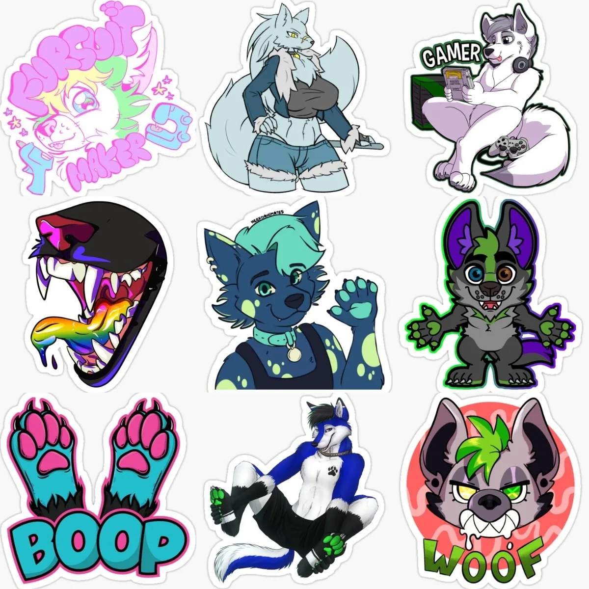 

Cute Furry Wolf Anime Decals - Waterproof Vinyl Multi-Surface Stickers for Cars/Motorcycles - Removable Auto Decor