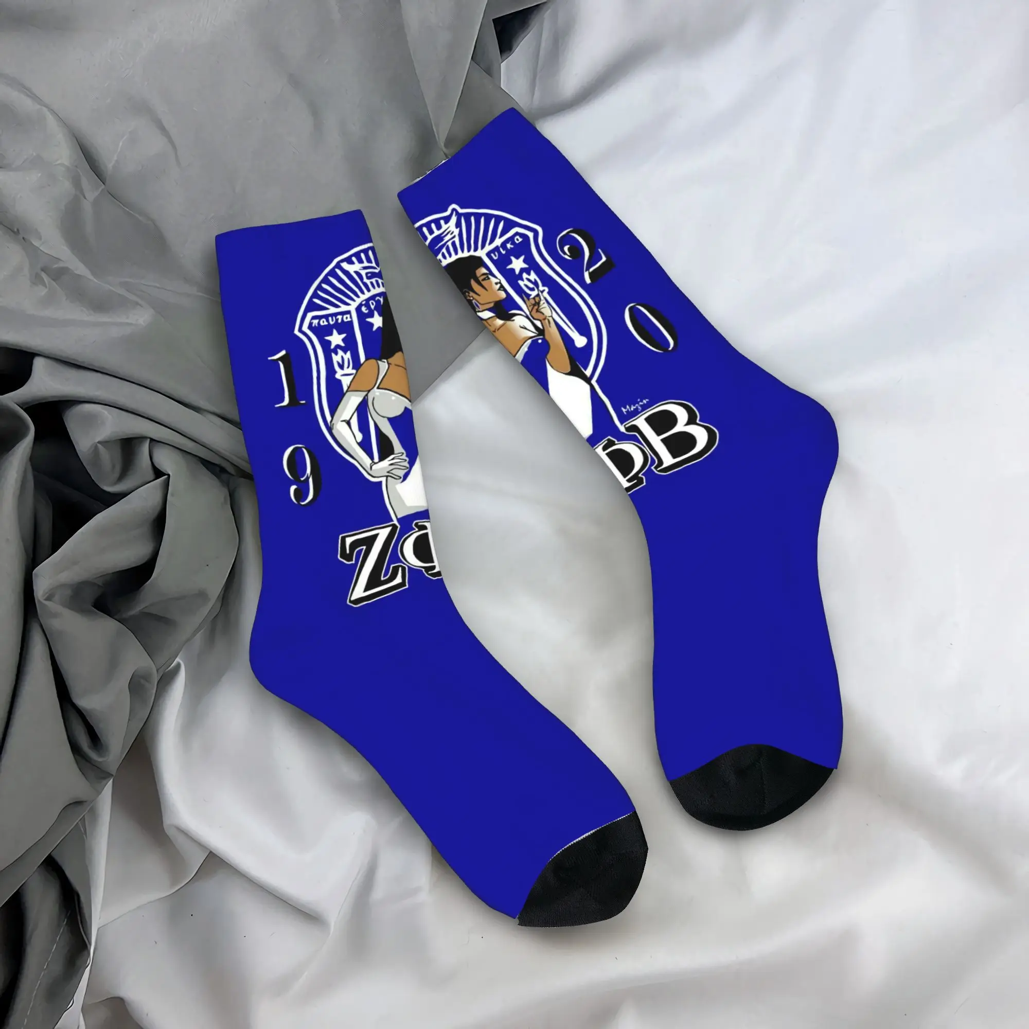 Custom Kawaii Mens Zeta Phi Beta ZOB Dress Socks Unisex Comfortable Warm 3D Printed Greek Letter 1920 Crew Socks