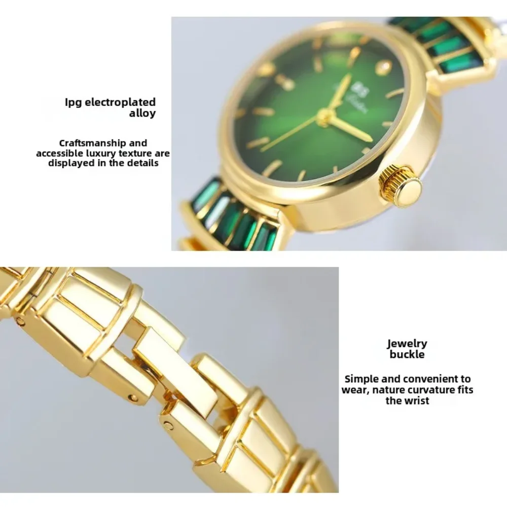 Montre élégante en diamant rouge pour femmes, marque SB bee sister, robe de luxe, montre-Bracelet à Quartz doré, Bracelet à la mode pour dames, cadeau 2025