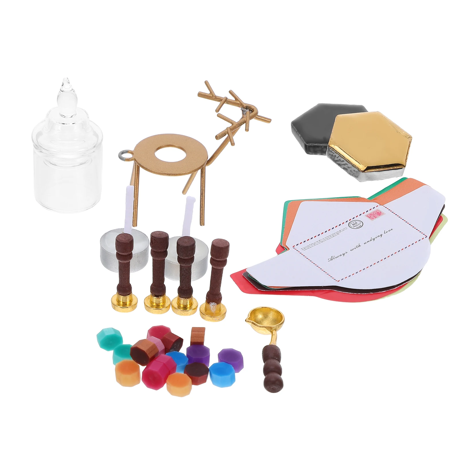 

1Set Mini Wax Seal Stamp Set Christmas Themed Simulation Sealing Wax Warmer DIY Craft Tool Decor Mini Decor