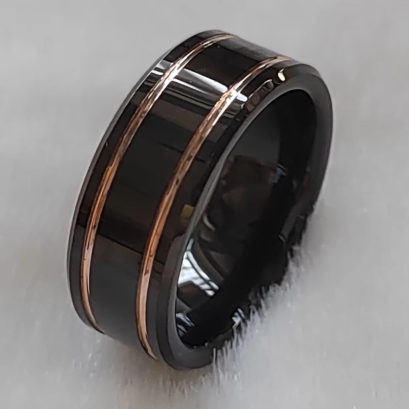 8mm width men/women classic simple  plating 2line groove  tungsten ring