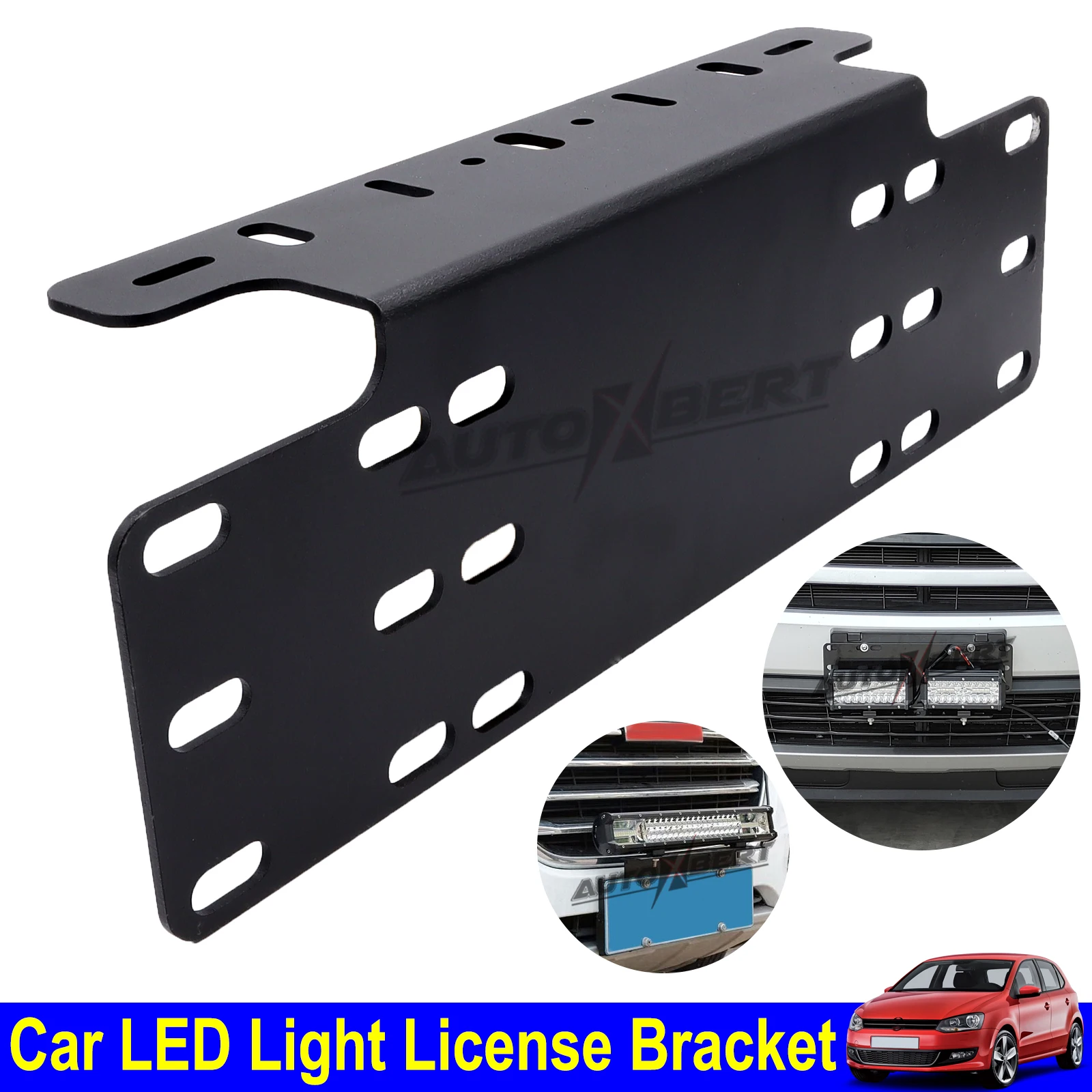 Car Front Bumper Number Plate Bracket Mounting LED Lights License Free Mount Licence Holder Driving Light Bar Spot Accessories