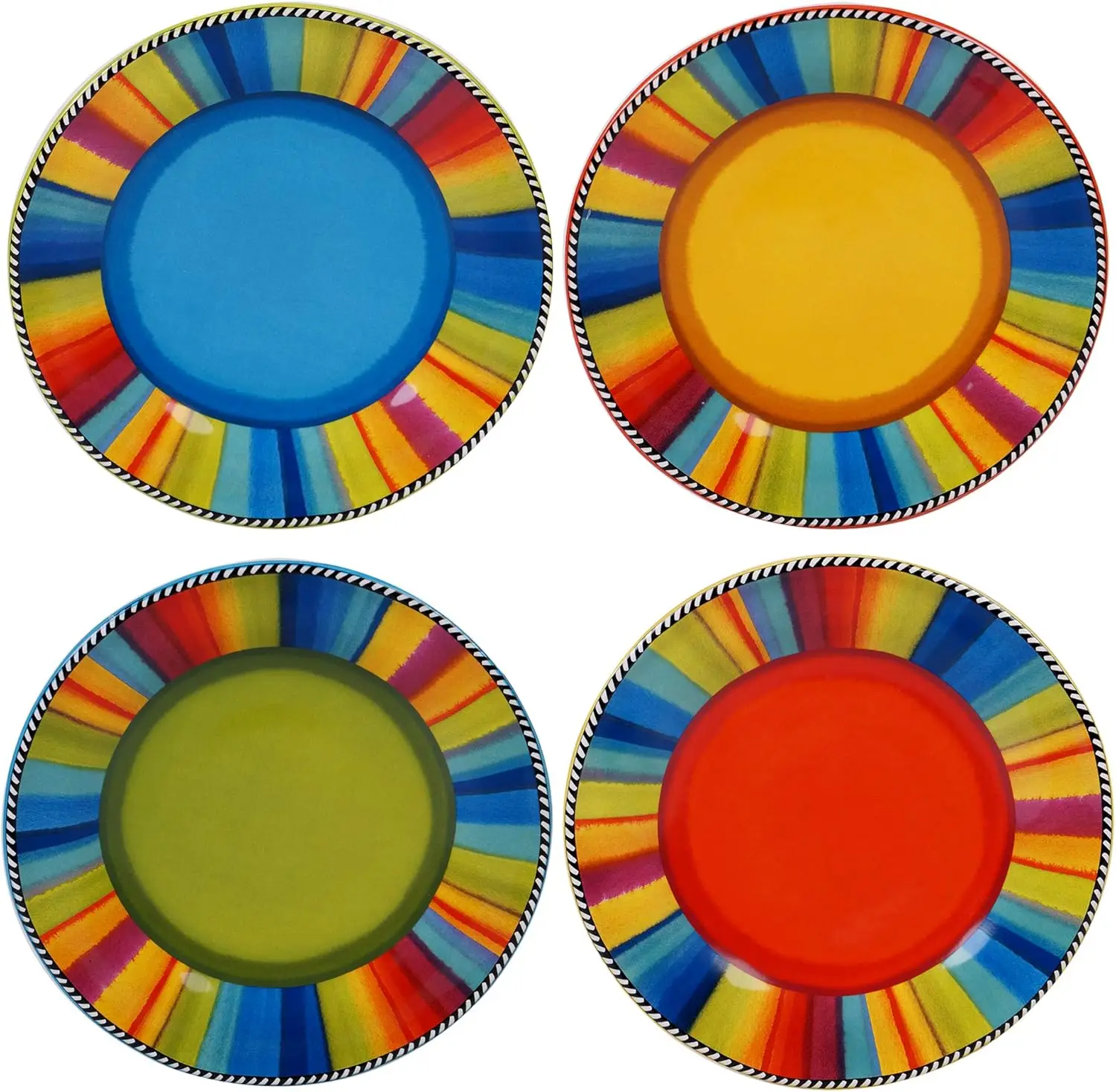 

Sierra 8.75-Inch Salad and Dessert Plates, Set of 4, Colorful Mexican-Style Ceramic – Perfect for Side Dishes, Appetizers, or Ca