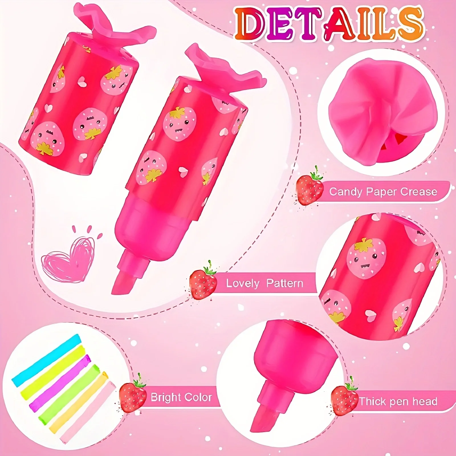 6pcs Colorful Mini Highlighter Candy Pastel Highlighter, Cute Chisel Tip Marker Pen, Party Birthday Drawing Poster Diary