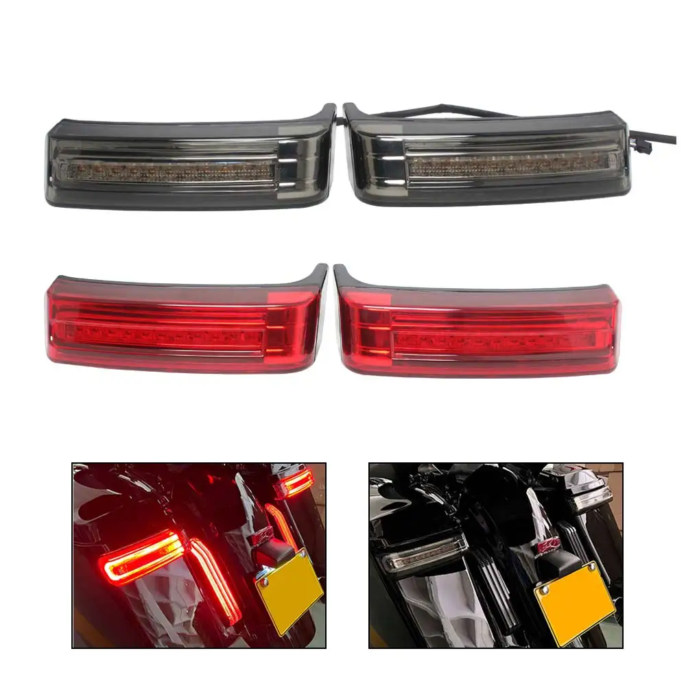 

LED Tail Lights Motorcycle Saddlebag Rear Brake Light Turn Signal Luggage Lamp For Harley Touring Road King Street Glide CVO 14+