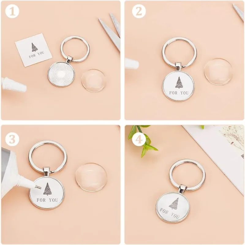 20 قطعة إعدادات كابوشون المفاتيح الفراغات الحافة الصواني سحر صواني مستديرة لسلسلة المفاتيح الفراغات صواني للصور سبائك الراتنج كيرينغ #4