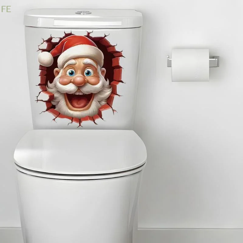 [F] Christmas Snowman Toilet Sticker Merry Christmas Party Decoration Xmas Home Bathroom Decor Navidad Natal