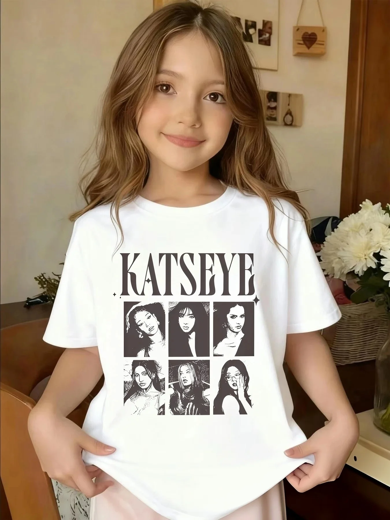 Neues 2026 KATSEYE Y2K Süßes Kurzarmshirt für Kinder, Musik-Streetwear-Grafik-Top, atmungsaktive Sommerkleidung für Jungen und Mädchen – Detail 3